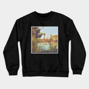 Beautiful Palm Trees Photography design with blue sky and swimming pool holiday vibes Crewneck Sweatshirt